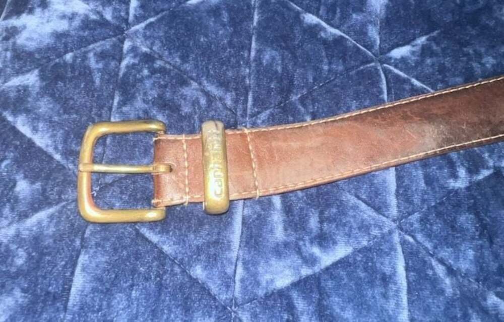 Carhartt Men's Brown Genuine Leather Belt with Brass Tone Hardware